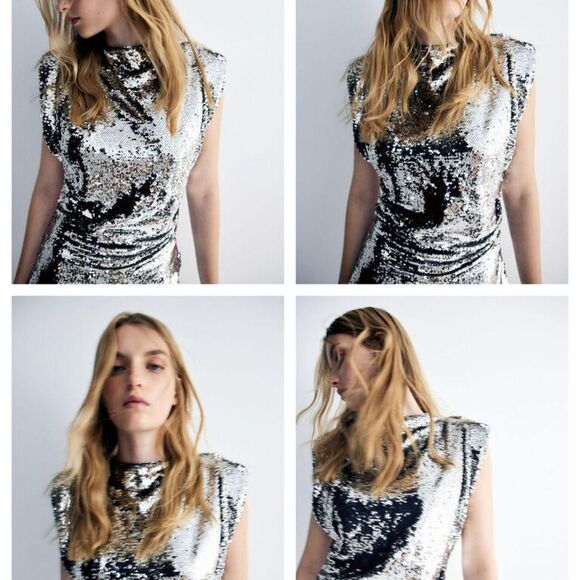 H-m Women's Black and Silver Dress - Picture 4 of 5